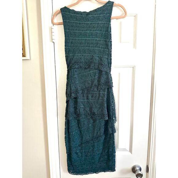 Bailey 44 ANTHROPOLOGIE Lace Tiered Column Bandage Dress Dark Teal-Gray Sz Small - Picture 5 of 5